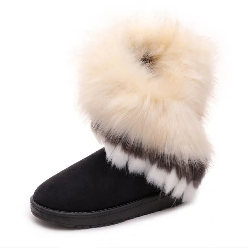 Owlkay Women's Versatile Fashionable Warm Mid-Calf Boots
