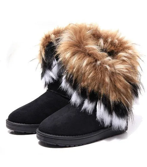Owlkay Women's Versatile Fashionable Warm Mid-Calf Boots