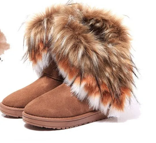 Owlkay Women's Versatile Fashionable Warm Mid-Calf Boots