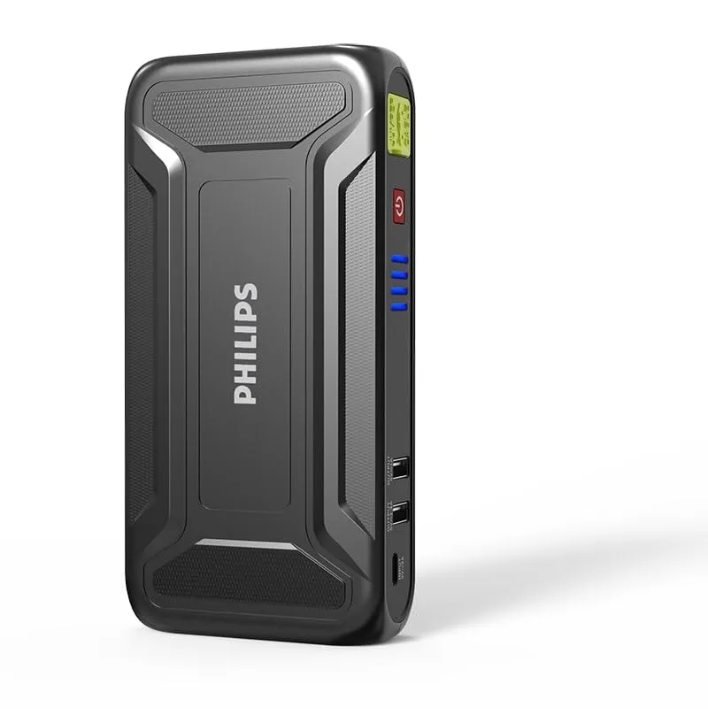 Philips JS3210 9900mAh Car Jump Starter | For 4.0L Petrol & 3.0L Diesel | Dual USB Power Bank | LED Torch | 12V Emergency Booster with 8 Safety Protections