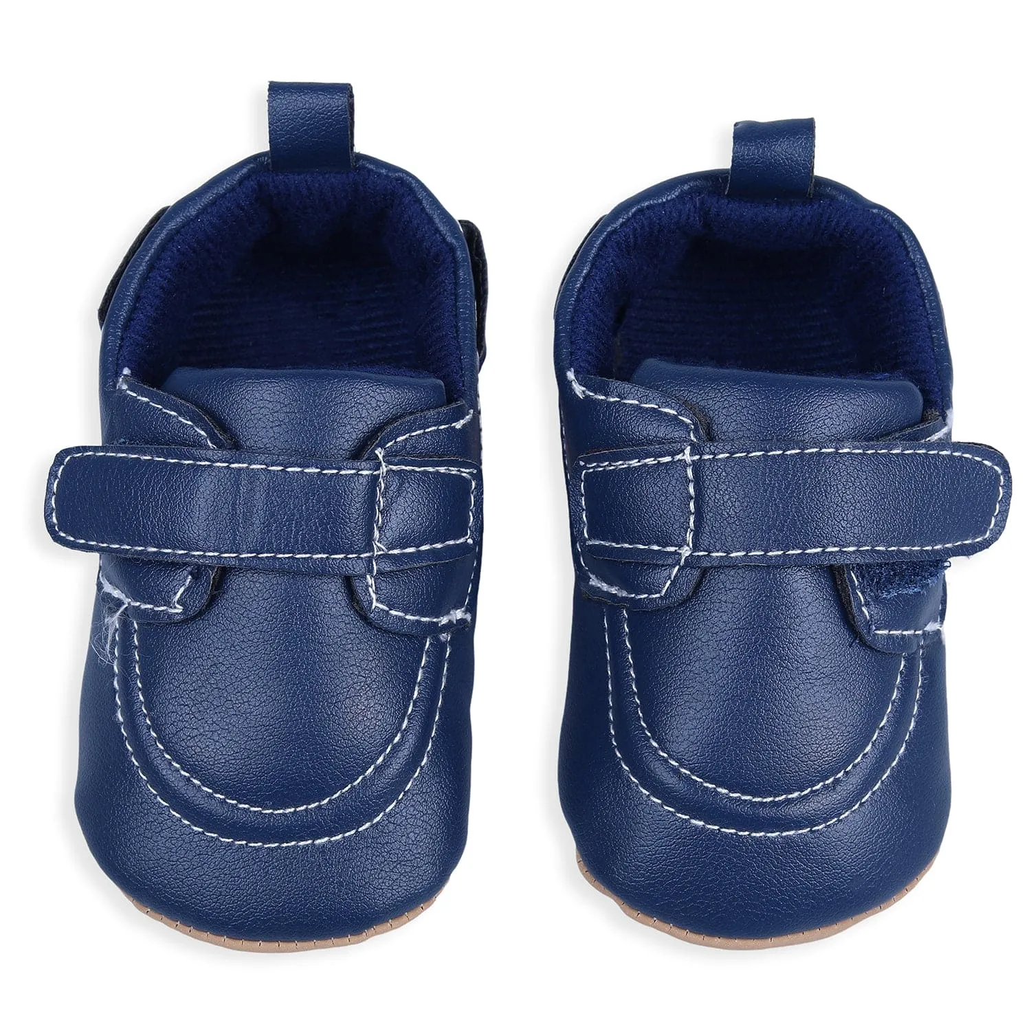 Solid Hookloop Stylish Leather Velcro Shoes - Navy Blue