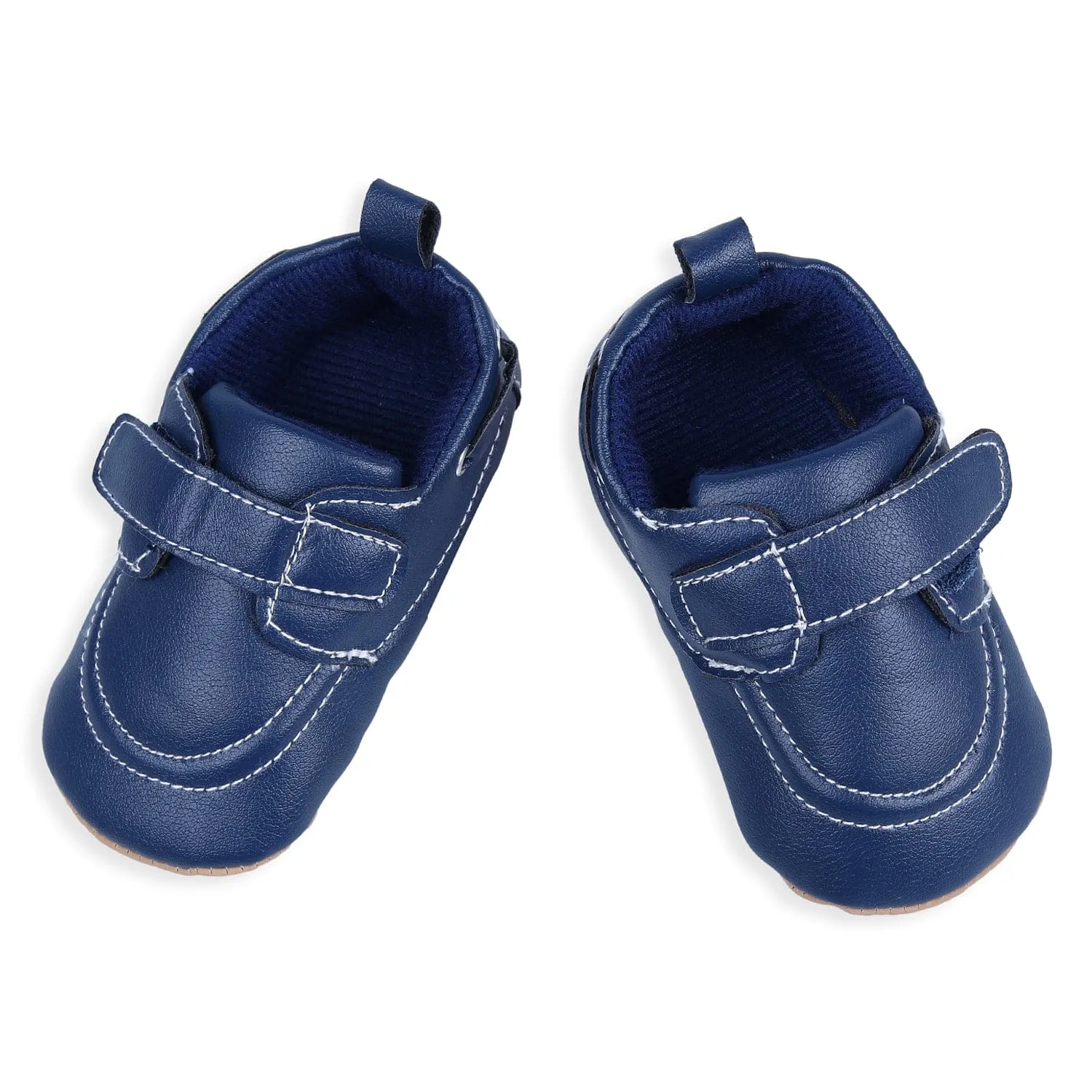 Solid Hookloop Stylish Leather Velcro Shoes - Navy Blue