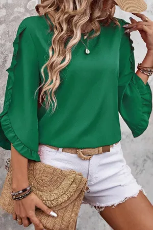 Sweet as can be ruffle sleeve top Green
