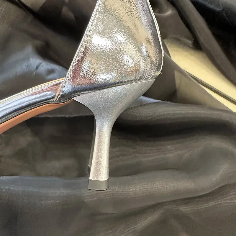 TAVIMART  -  Silver Sandals Women One Strap Slippers On Heel for Girls Women Paryty Wedding Shoes Luxury Crystals Elegant Summer Sandalias