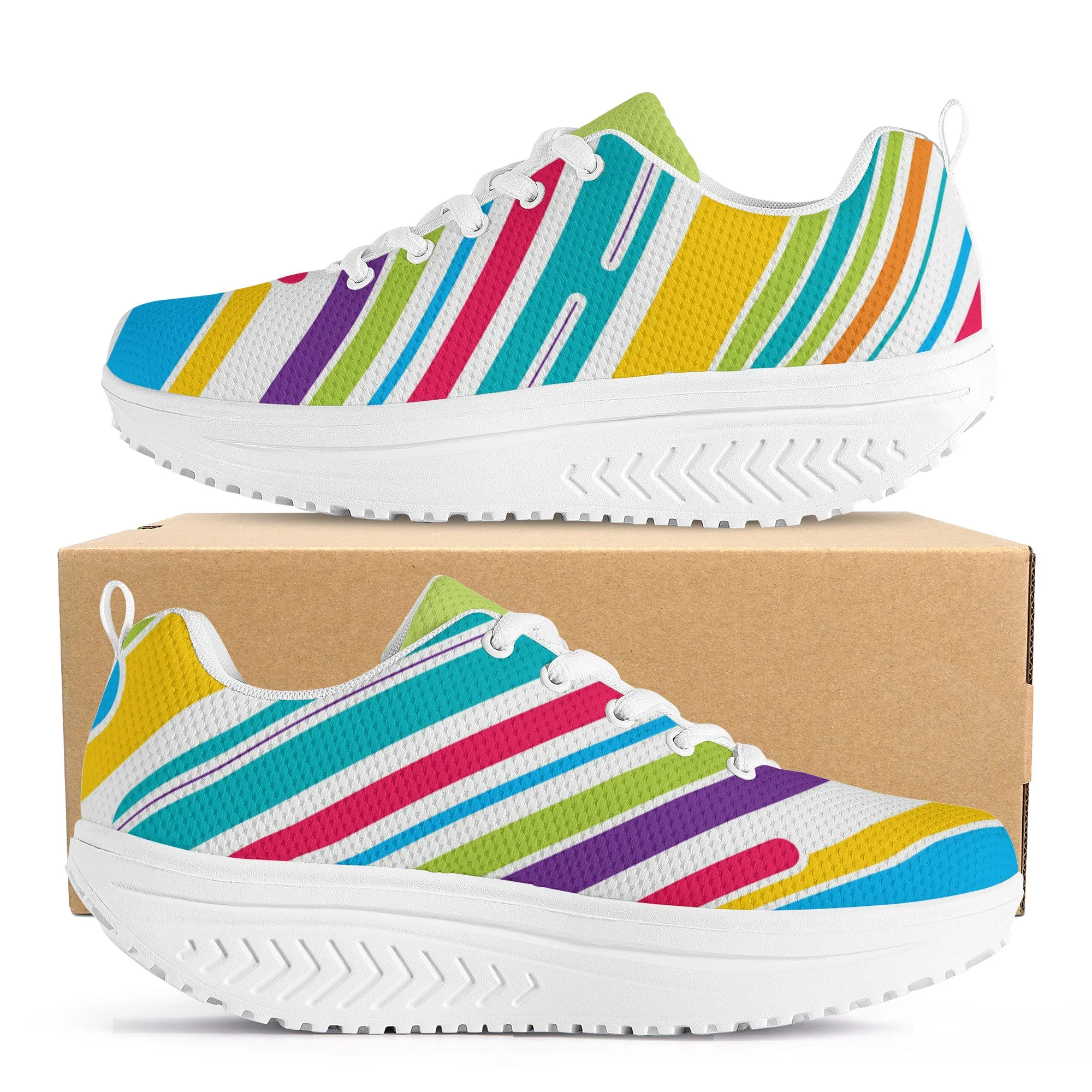 Women's Mesh Heightening Shaking Shoe - Striped